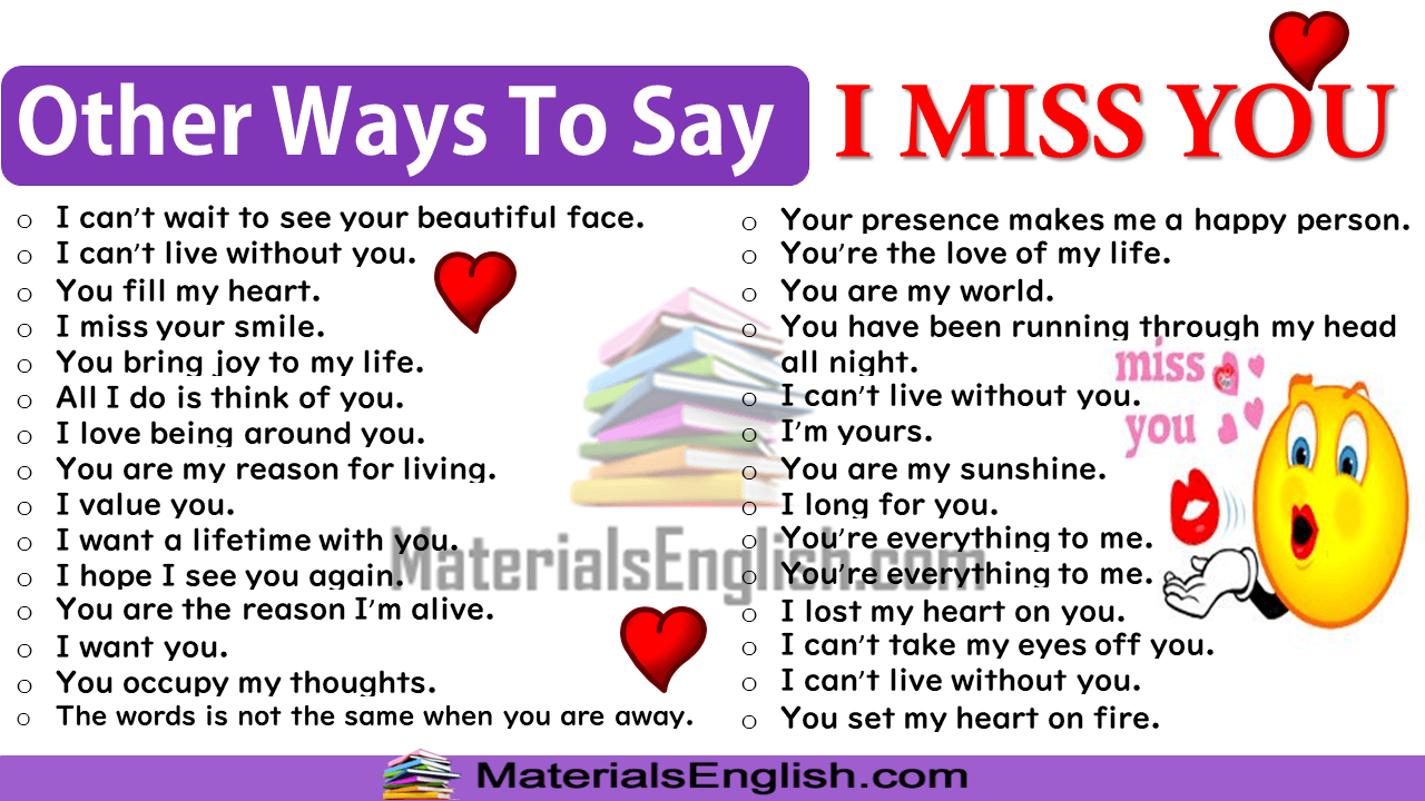 Other Ways To Say I MISS YOU In English Materials For Learning English