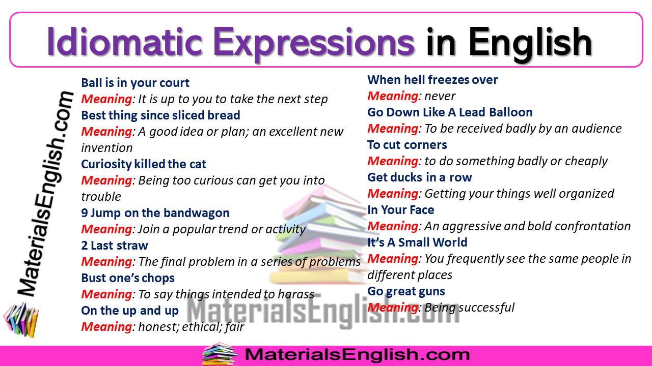 idiomatic expressions list