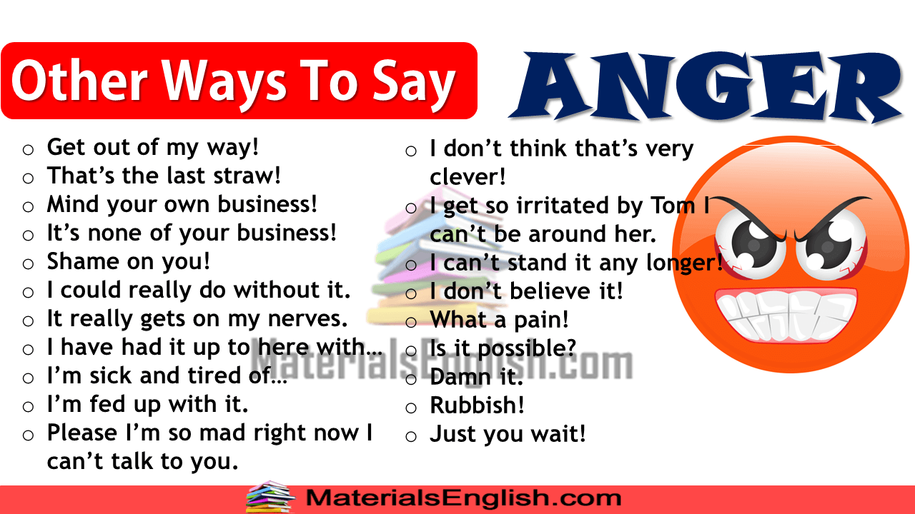 Other Ways To Say Anger In English Materials For Learning English