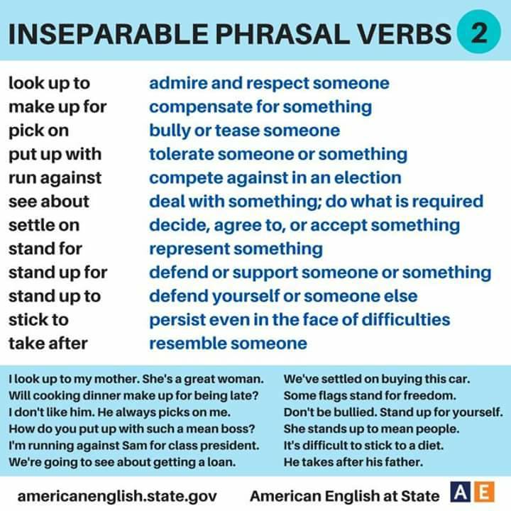 Inseparable Phrasal Verbs – Materials For Learning English