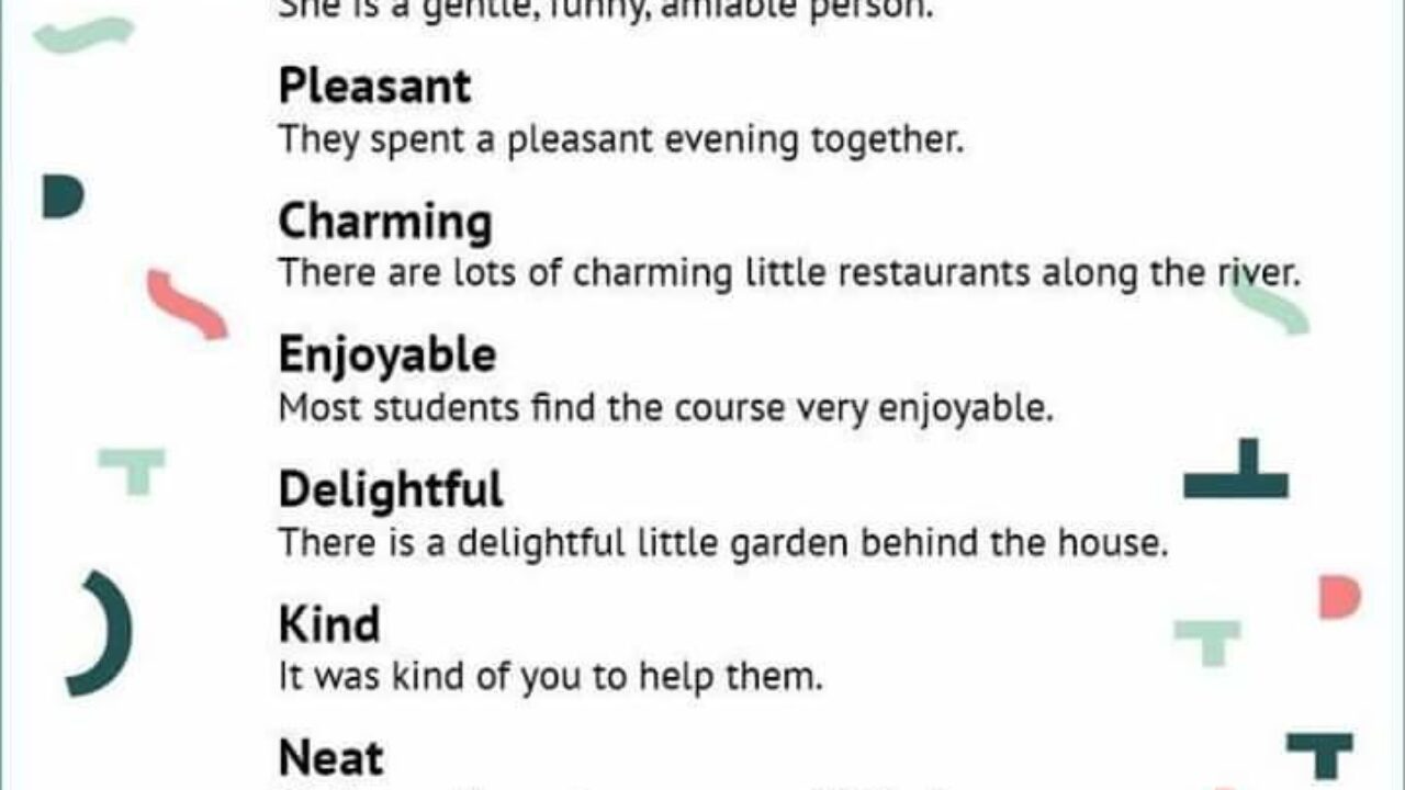 Other Ways to Say NICE and TASTY – Materials For Learning English