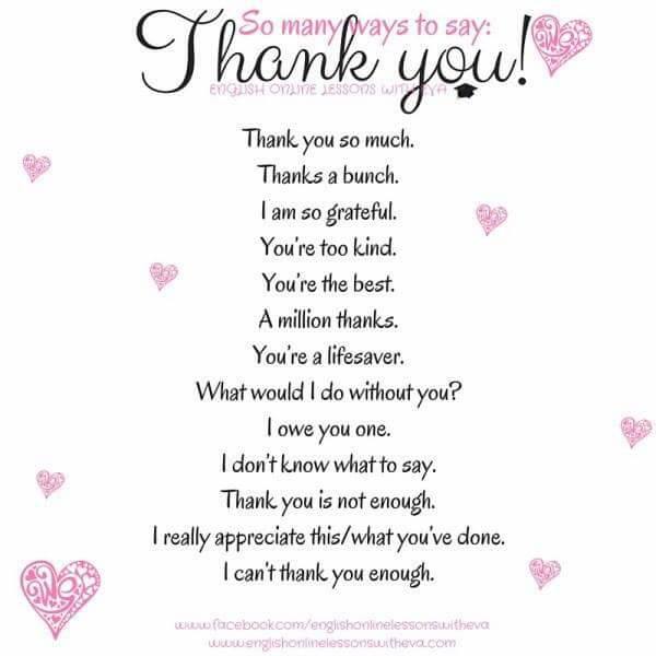 So Many Ways to Say THANK YOU – Materials For Learning English