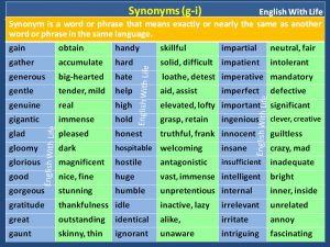 Detailed Synonym Word List – Materials For Learning English