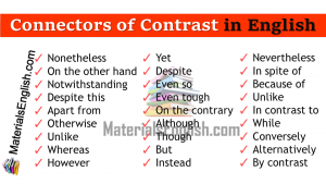 Connectors Of Contrast In English – Materials For Learning English