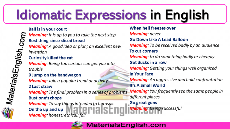 Idiomatic Expressions In English Materials For Learning English