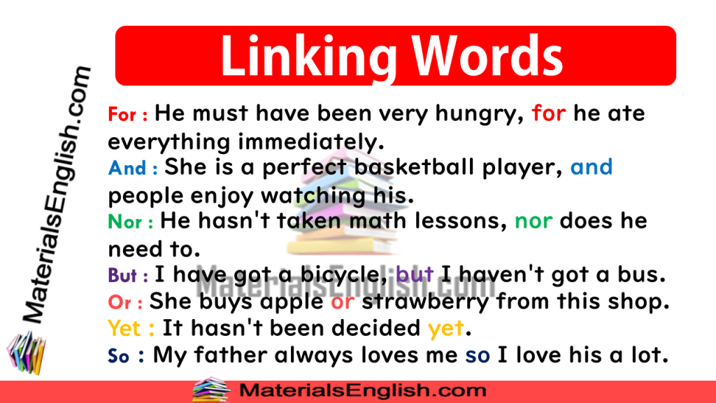 Linking Words In English, Fanboys – Materials For Learning English