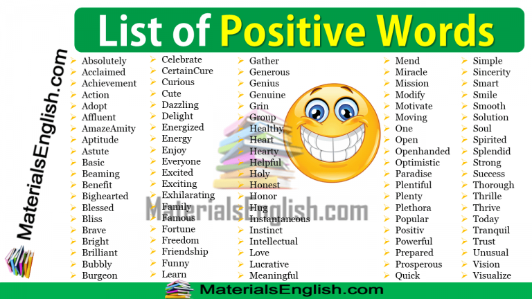 List of Positive Words – Materials For Learning English