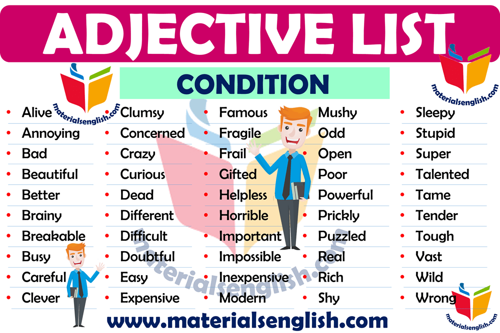 condition-adjectives-list-in-english-materials-for-learning-english