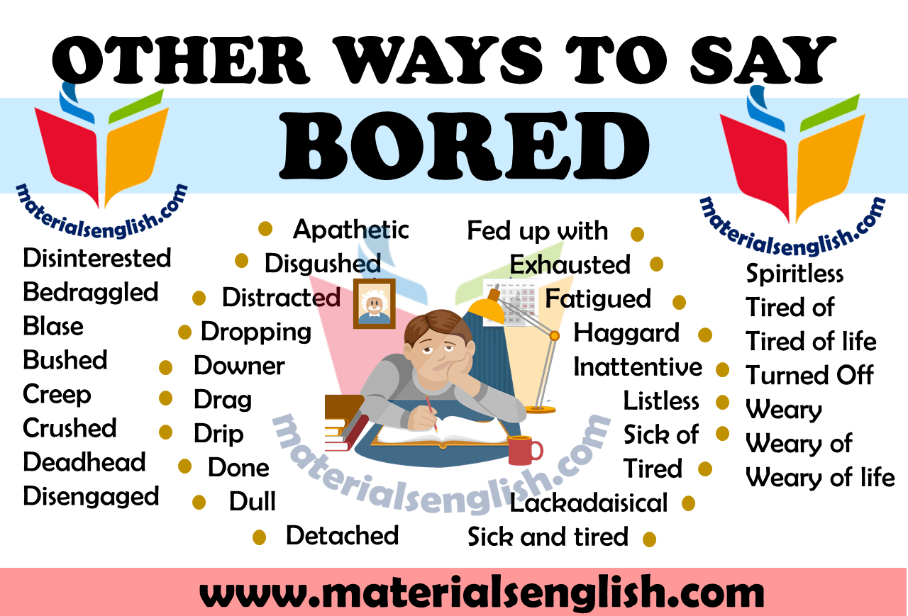 Other Ways To Say BORED Materials For Learning English