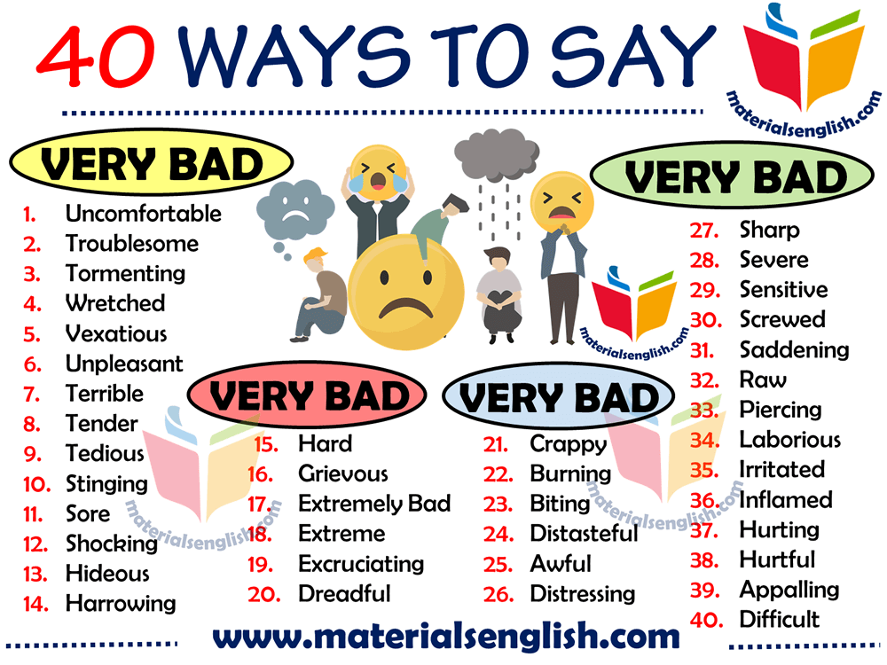 Other Ways To Say VERY BAD In English Materials For Learning English