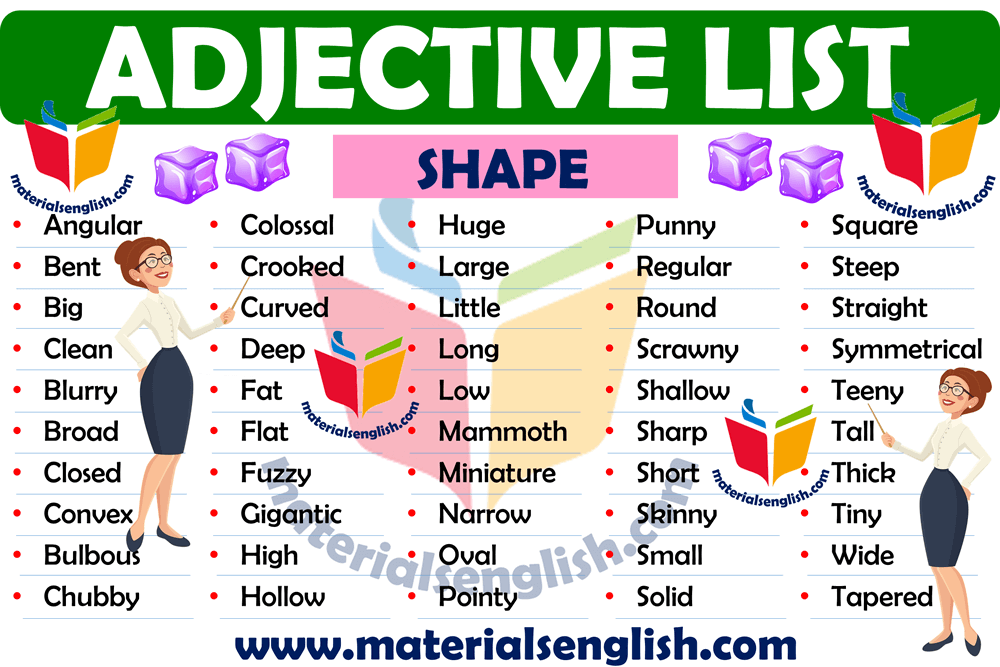 Adjectives Of Shape Materials For Learning English