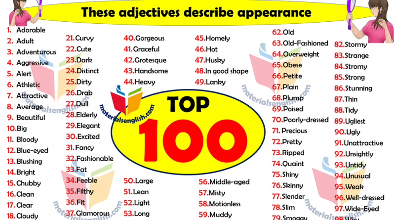 appearance adjectives list in english